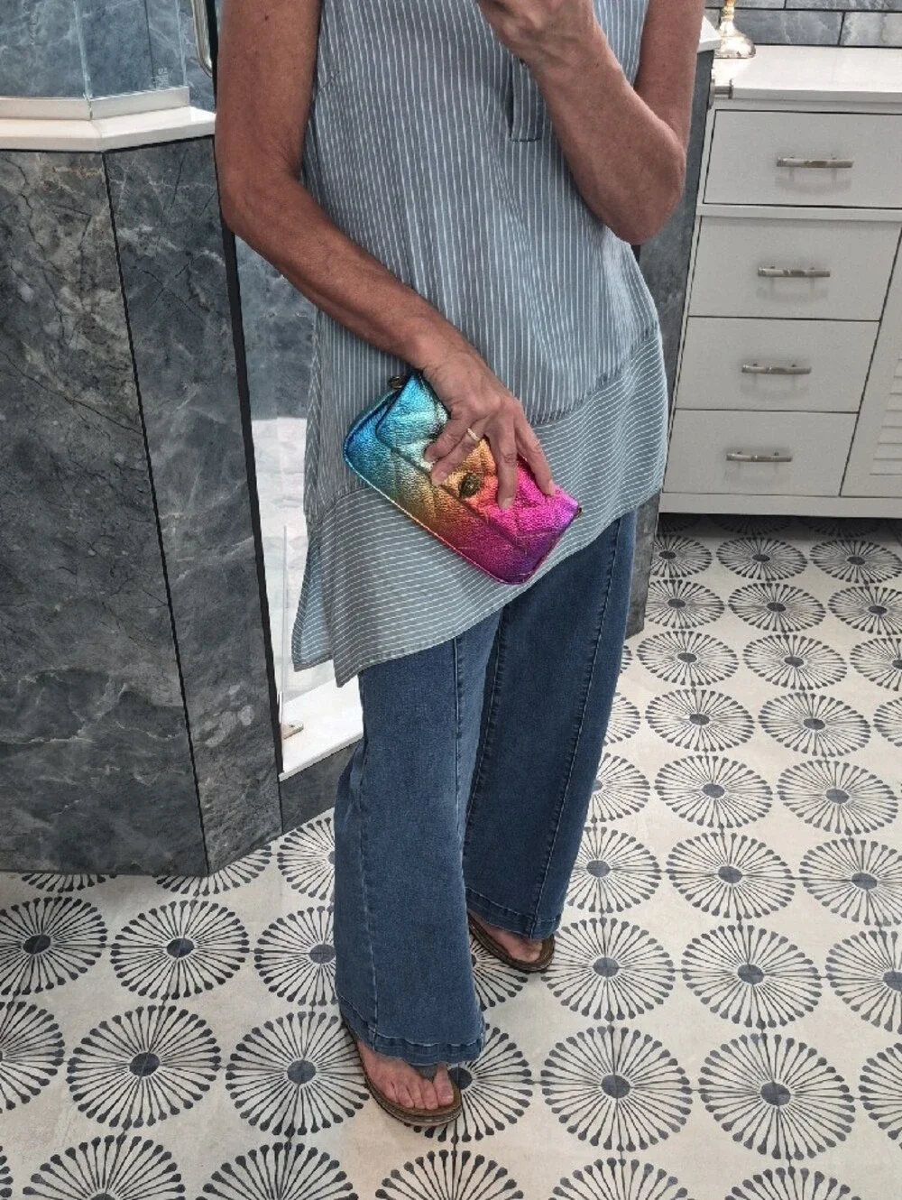 NWT Kurt Geiger 'Pickle' Leather Rainbow Convertible Bag